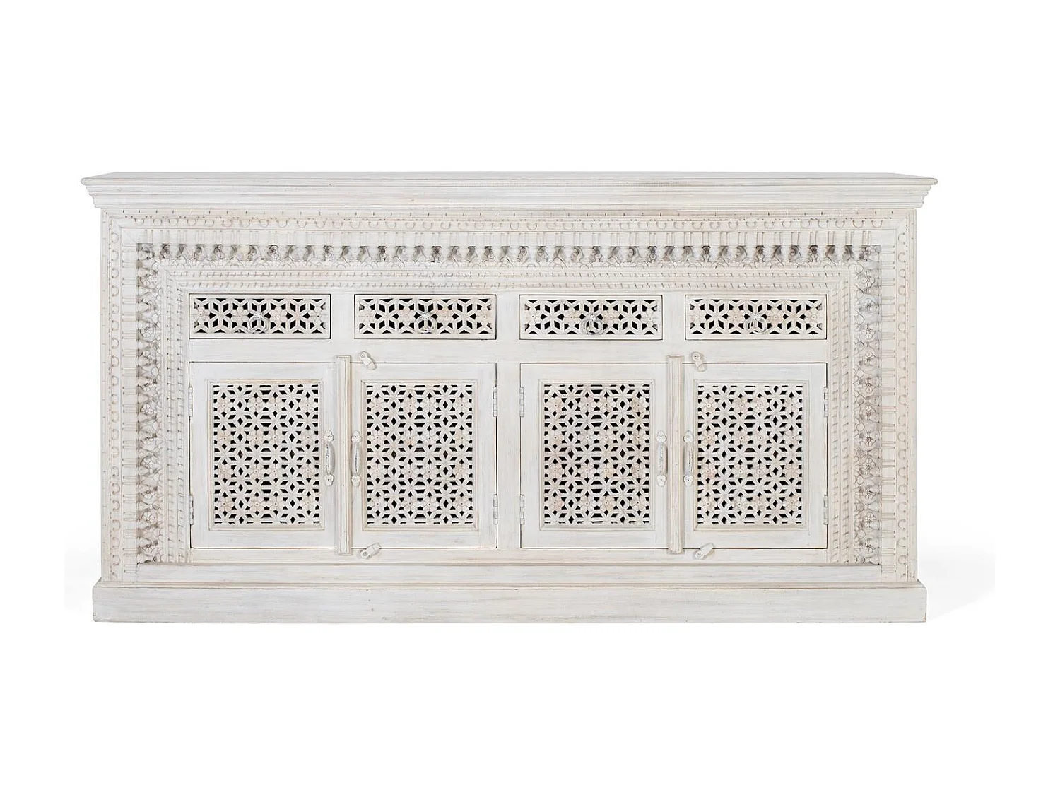 Buffet en bois manguier blanc vieilli