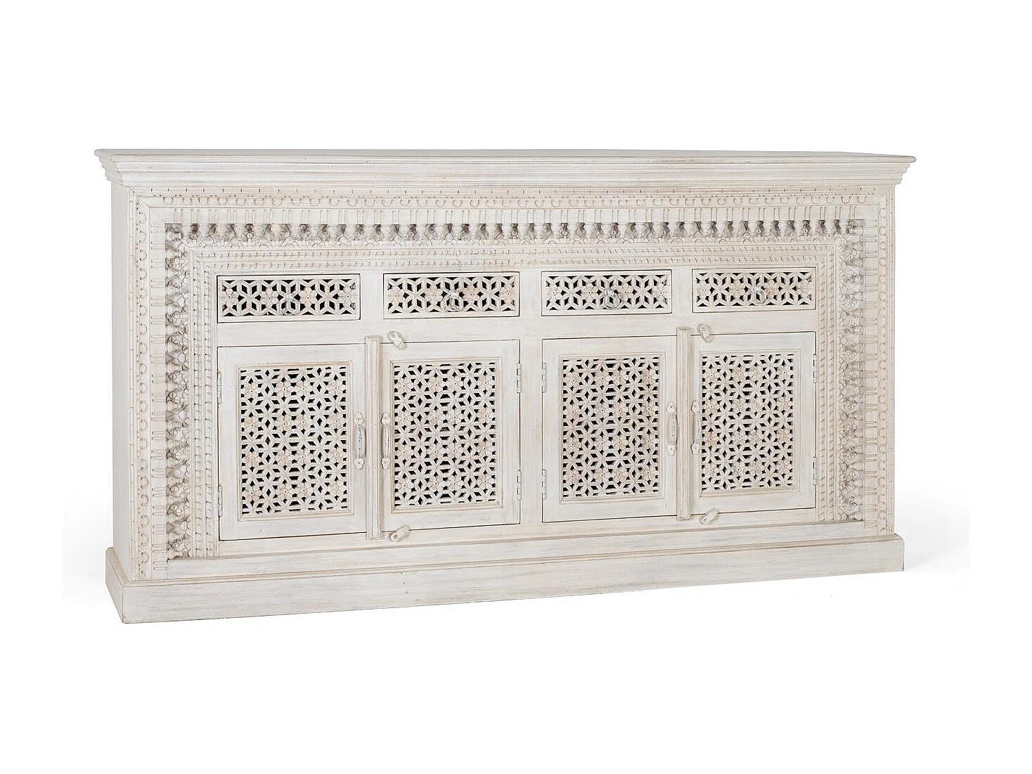 Buffet en bois manguier blanc vieilli