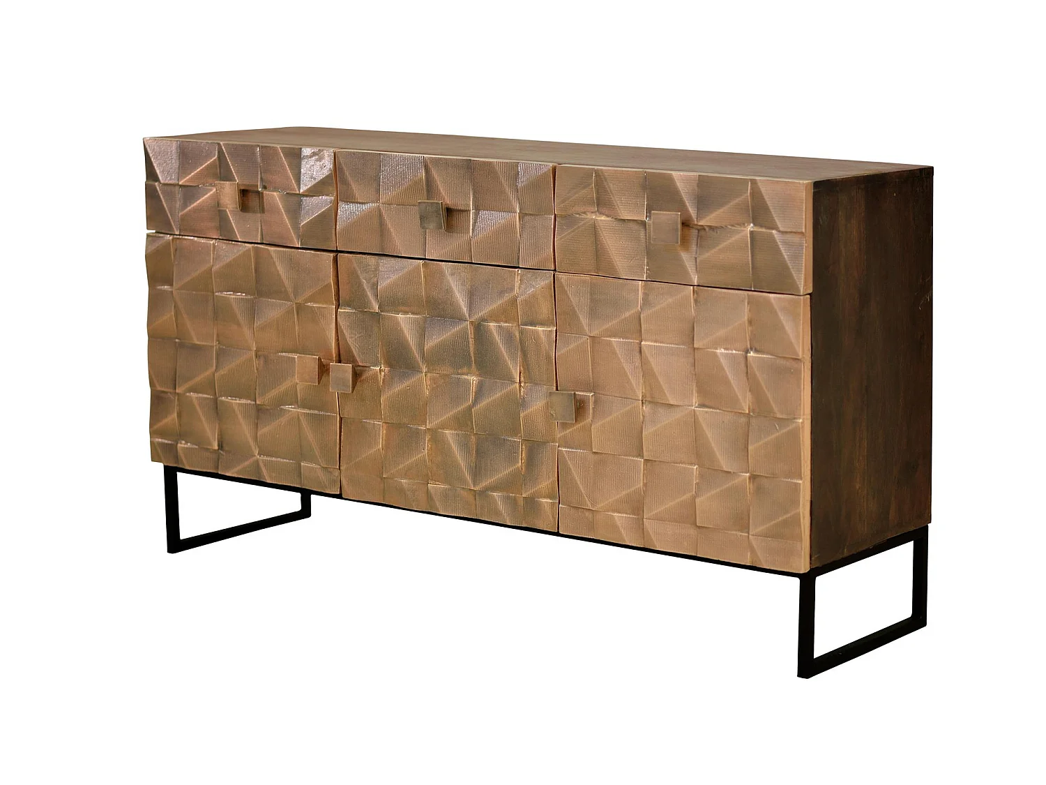 Buffet en bois de manguier, style rustique moderne - 80 x 142 x 42