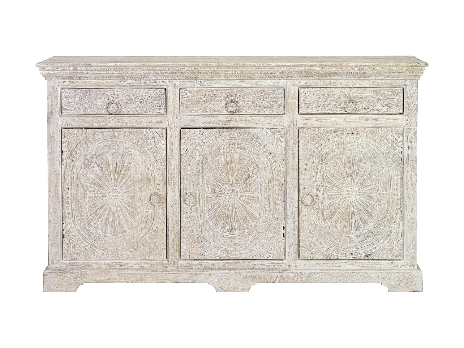 Buffet en bois de manguier de style méditerranéen moderne - 90 x 150 x 40
