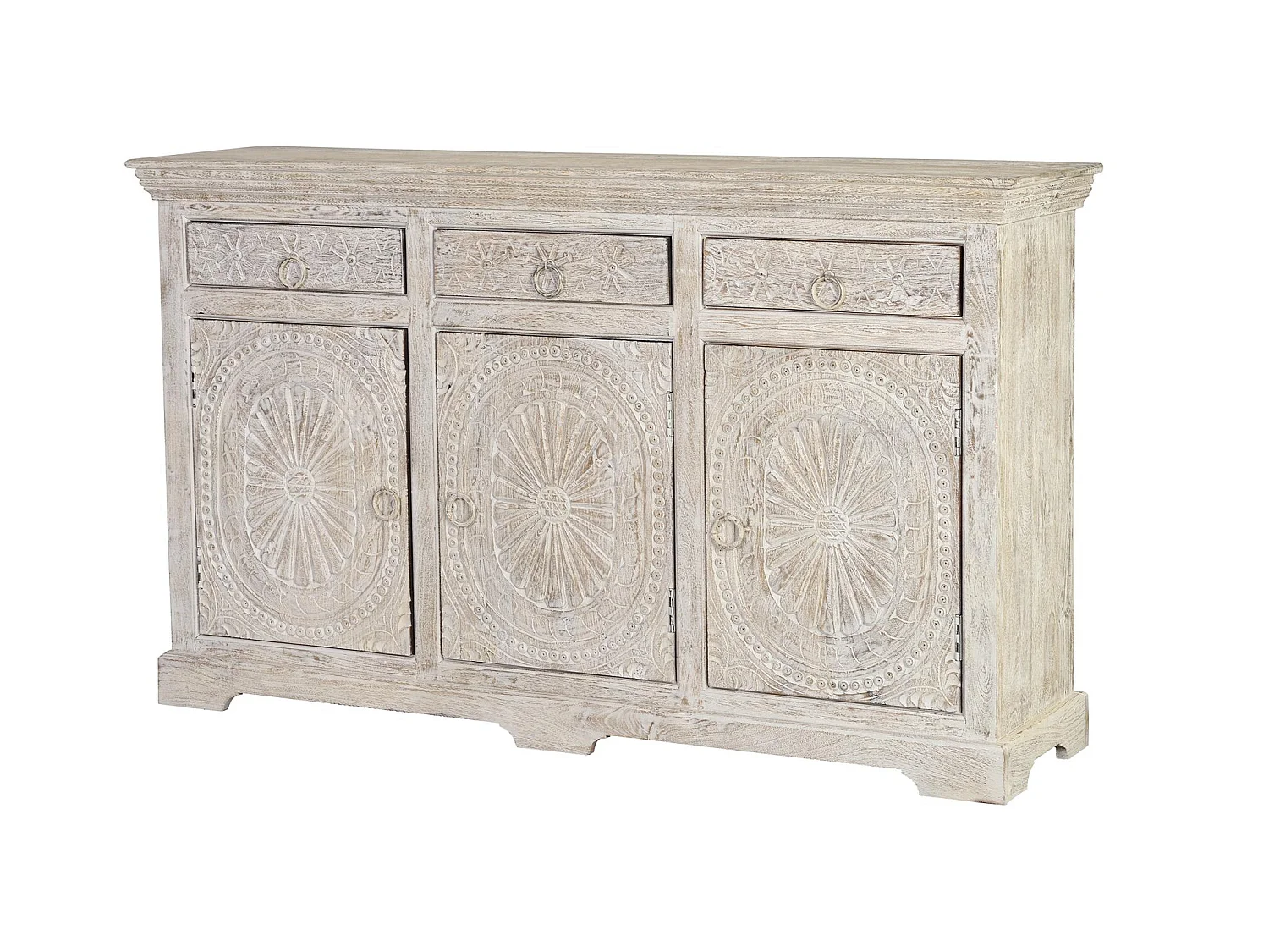 Buffet en bois de manguier de style méditerranéen moderne - 90 x 150 x 40