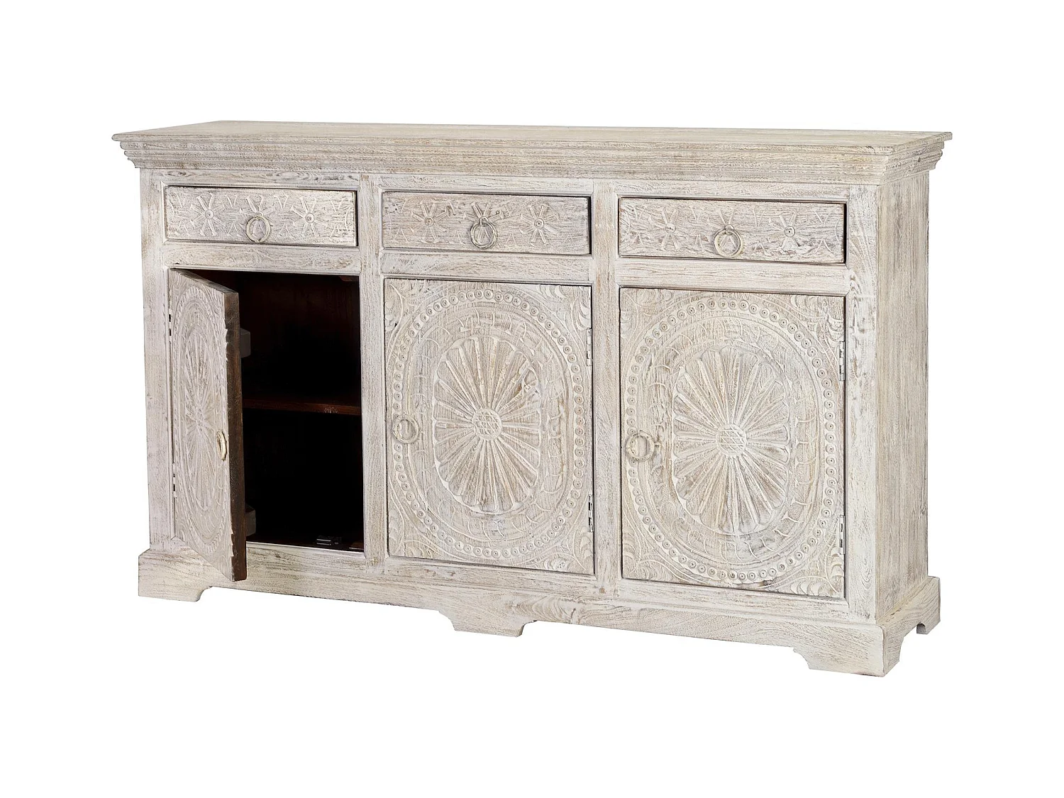 Buffet en bois de manguier de style méditerranéen moderne - 90 x 150 x 40