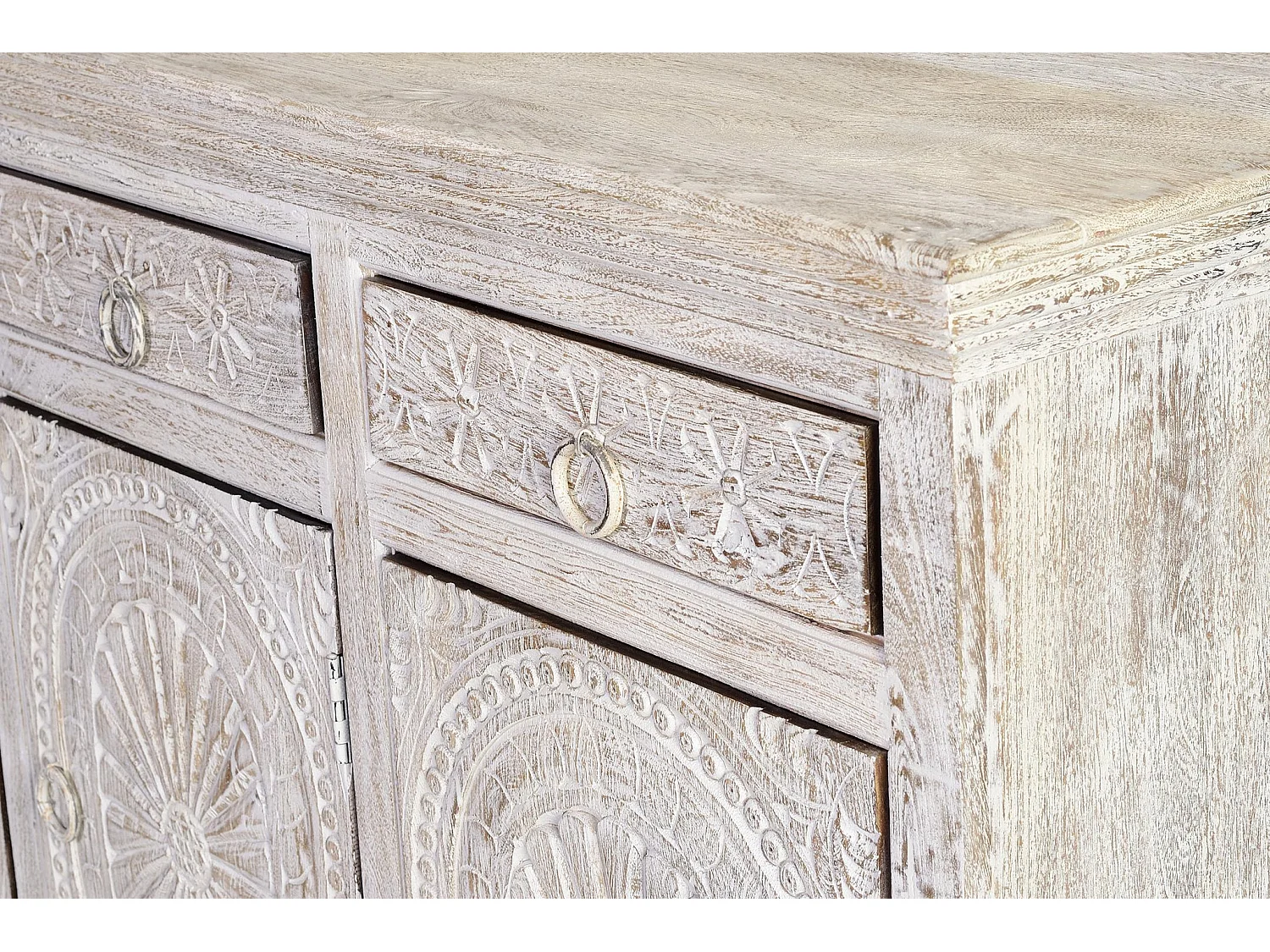 Buffet en bois de manguier de style méditerranéen moderne - 90 x 150 x 40