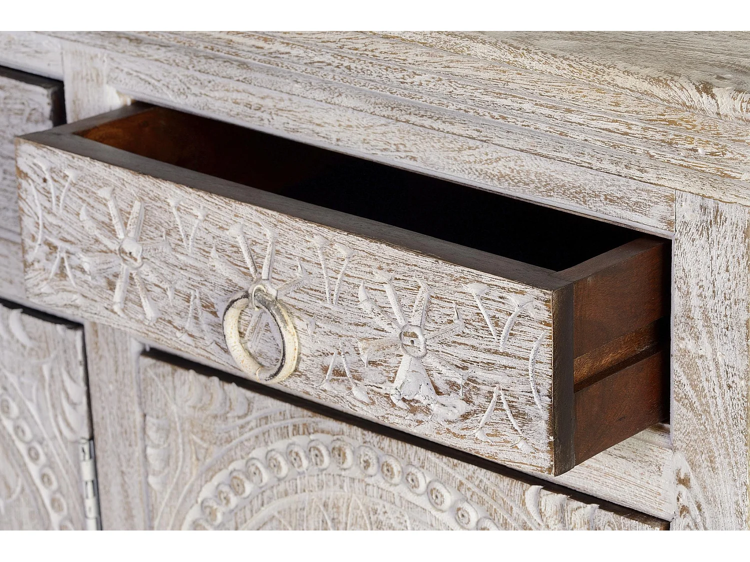Buffet en bois de manguier de style méditerranéen moderne - 90 x 150 x 40