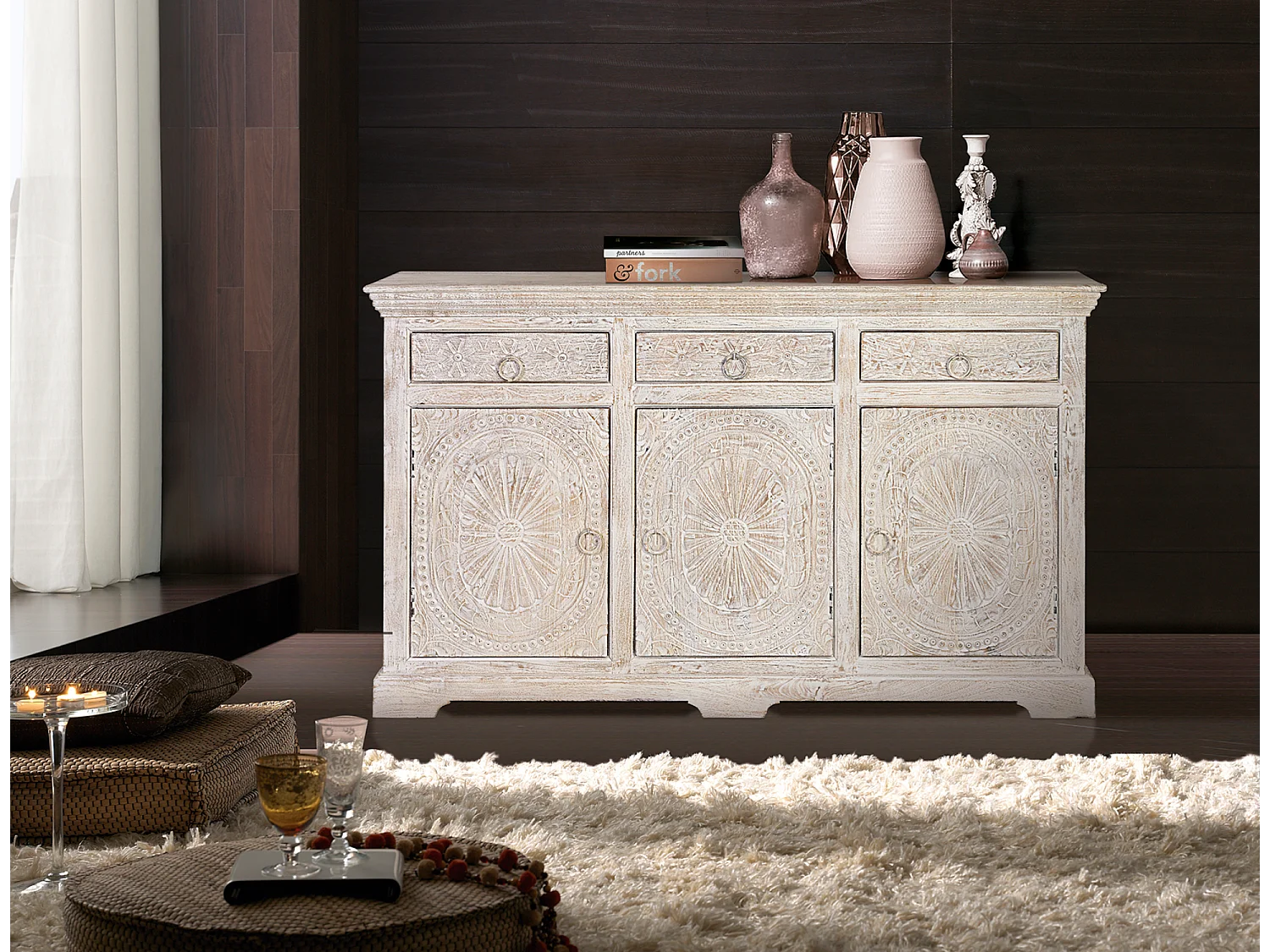 Buffet em manguier blanc vieilli