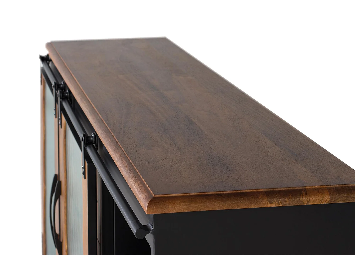 Sideboard aus Mangoholz und schwarzem Metall