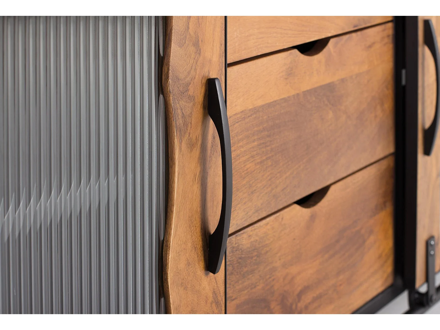 Buffet en bois de manguier et métal, style industriel - 80 x 150 x 40
