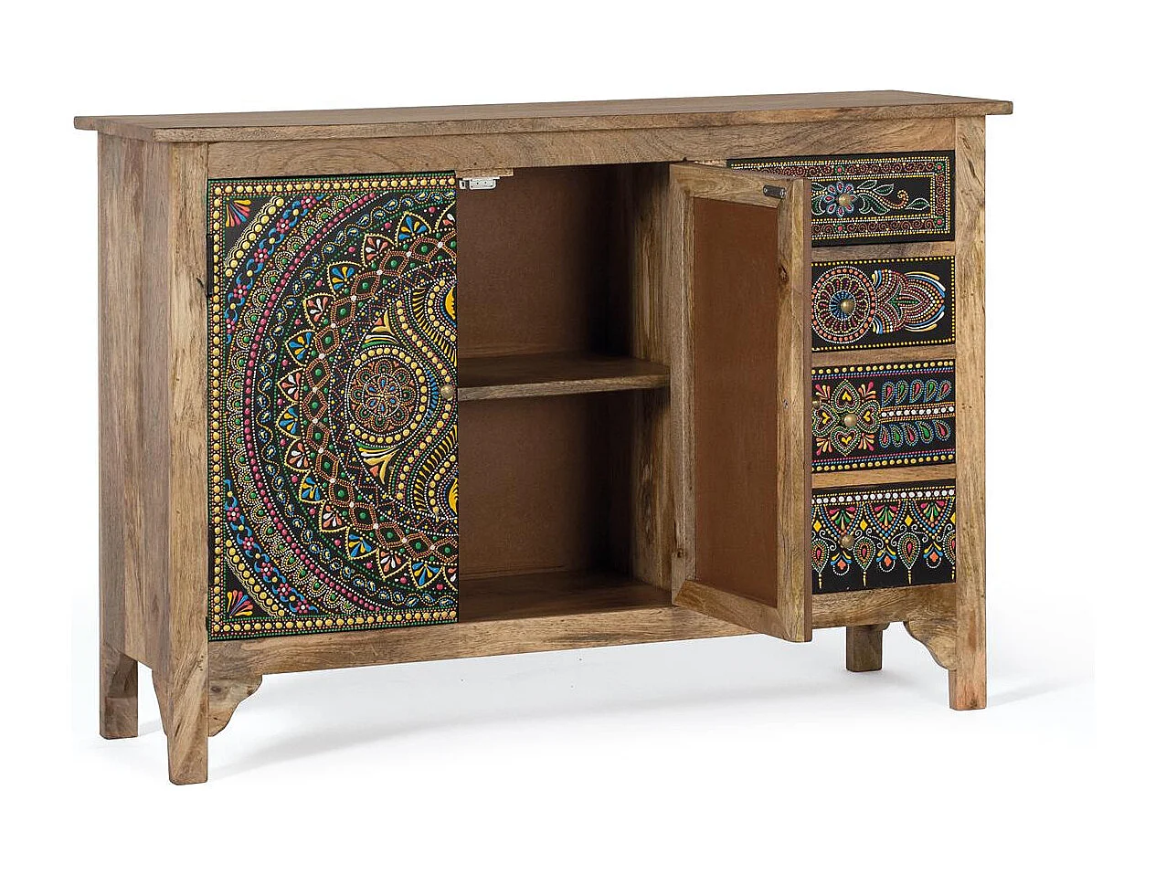 Buffet em madeira de mangue multicolorida