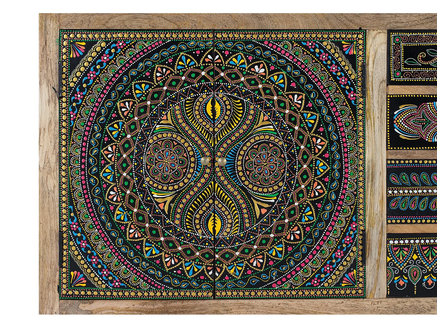 Buffet em madeira de mangue multicolorida