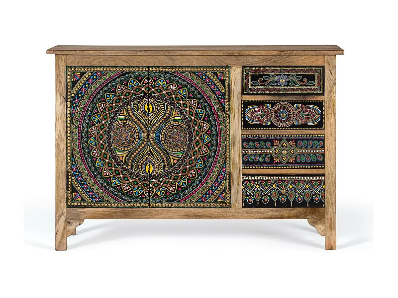 Credenza in legno di mango multicolore