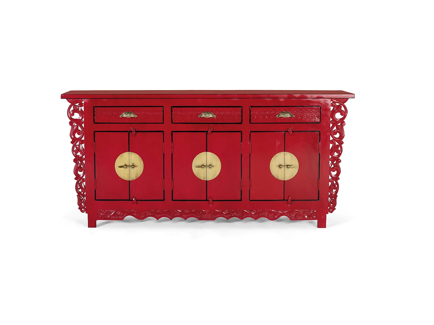 Buffet en bois de manguier, style oriental - 84 x 180 x 40