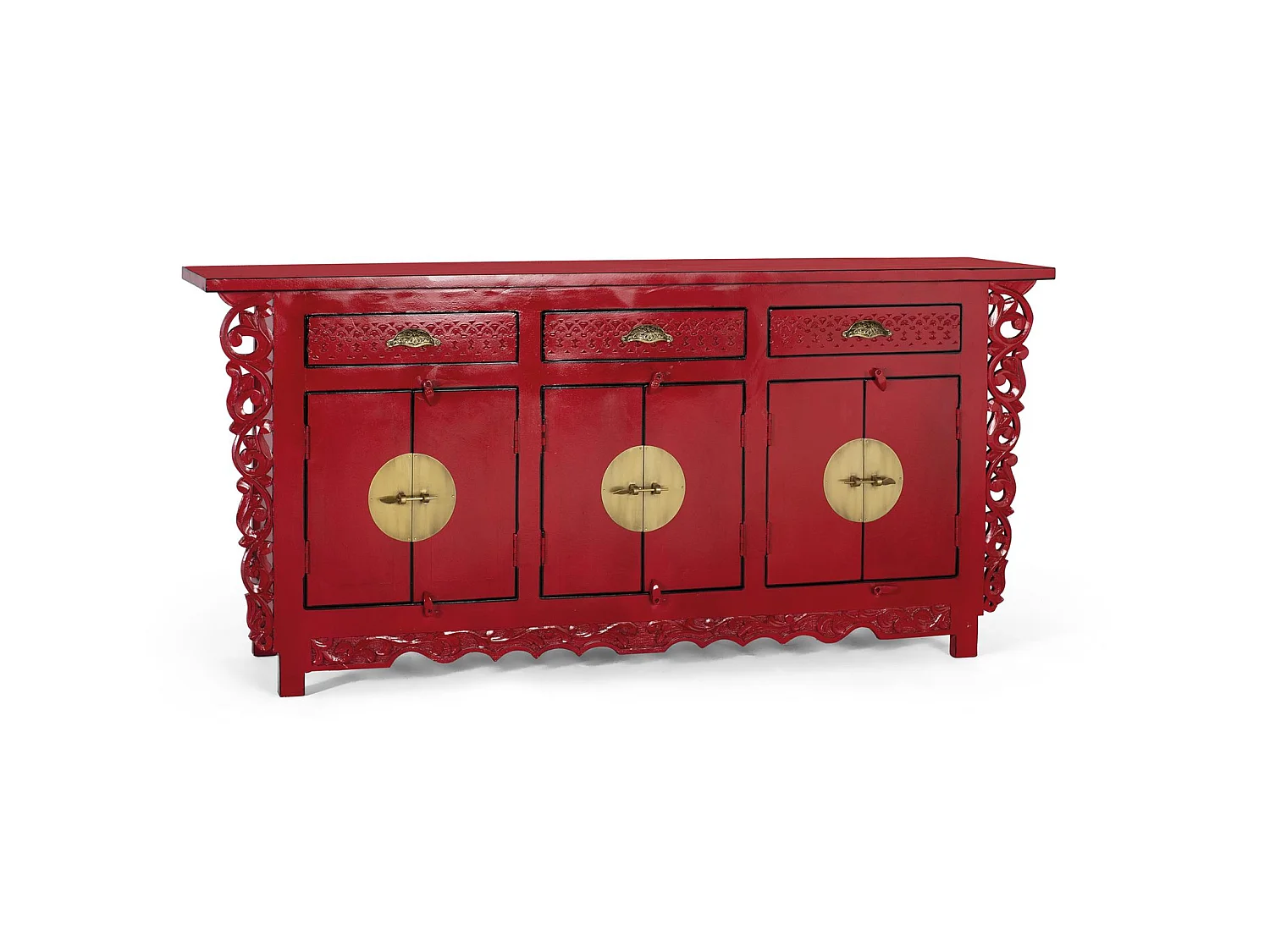 Buffet en bois de manguier, style oriental - 84 x 180 x 40
