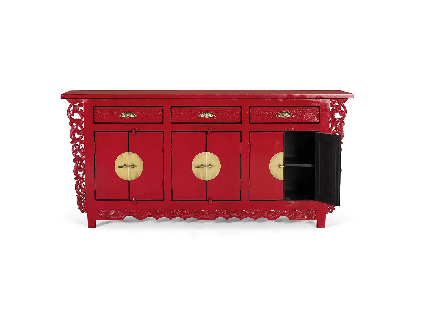 Buffet en bois de manguier, style oriental - 84 x 180 x 40
