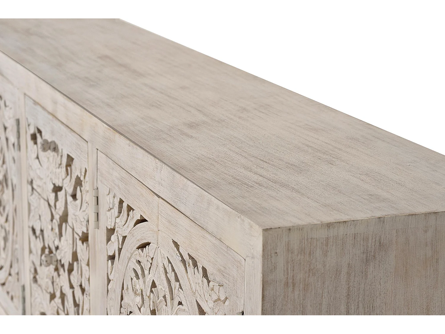 Buffet en bois de manguier sculpté, style ethnique bohème - 81 x 190 x 38