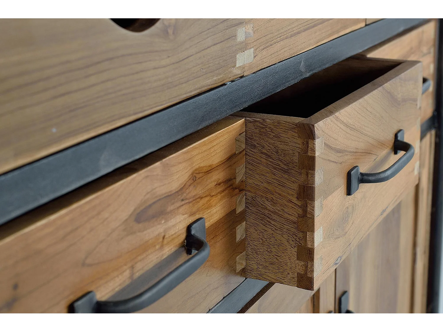 Buffet en bois teck et manguier et métal