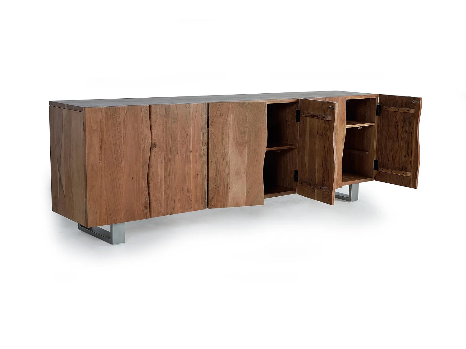 Buffet en bois d'acacia de style rustique moderne - 74 x 220 x 45