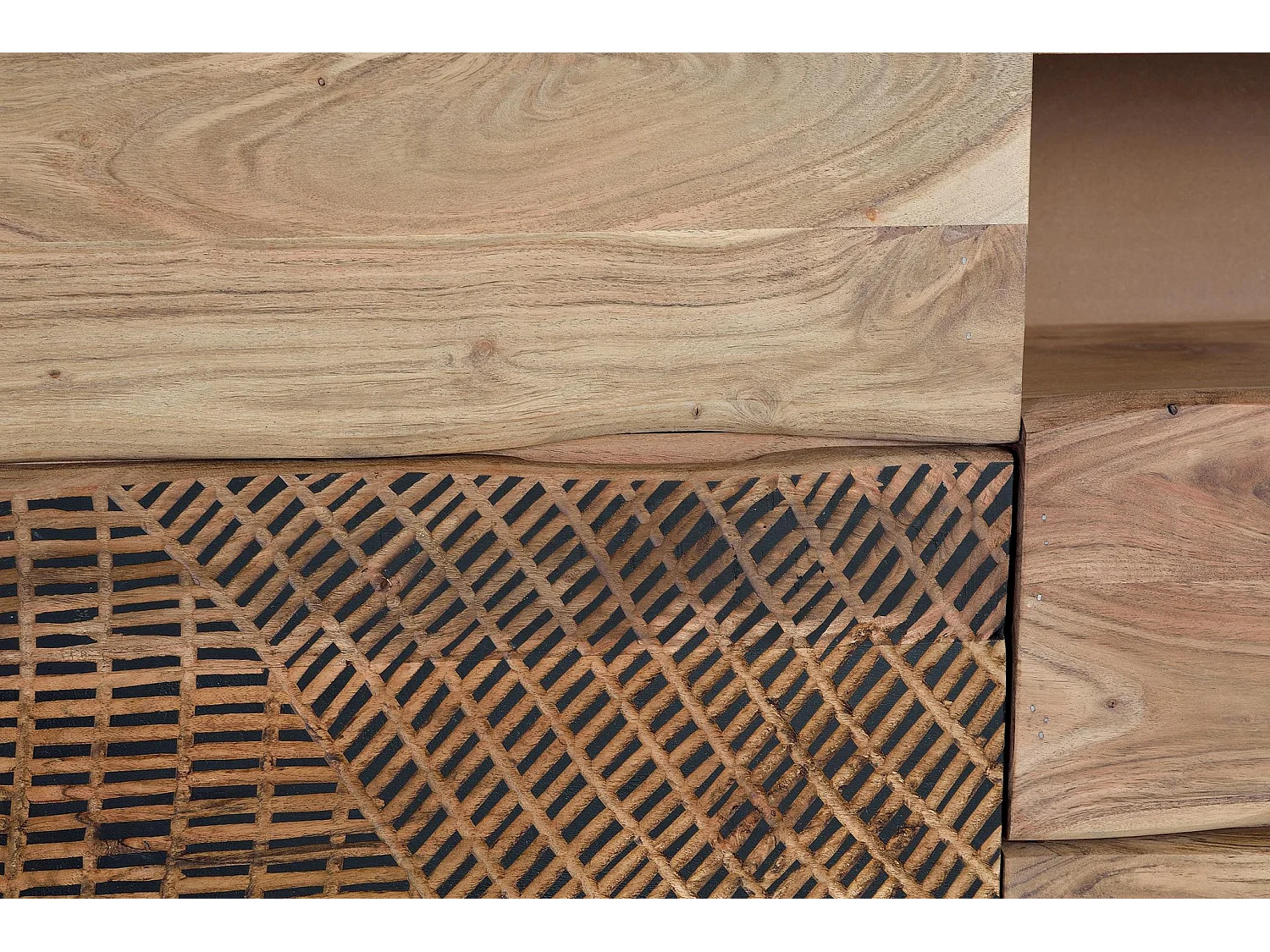 Buffet en bois d'acacia de style rustique moderne - 70 x 160 x 37