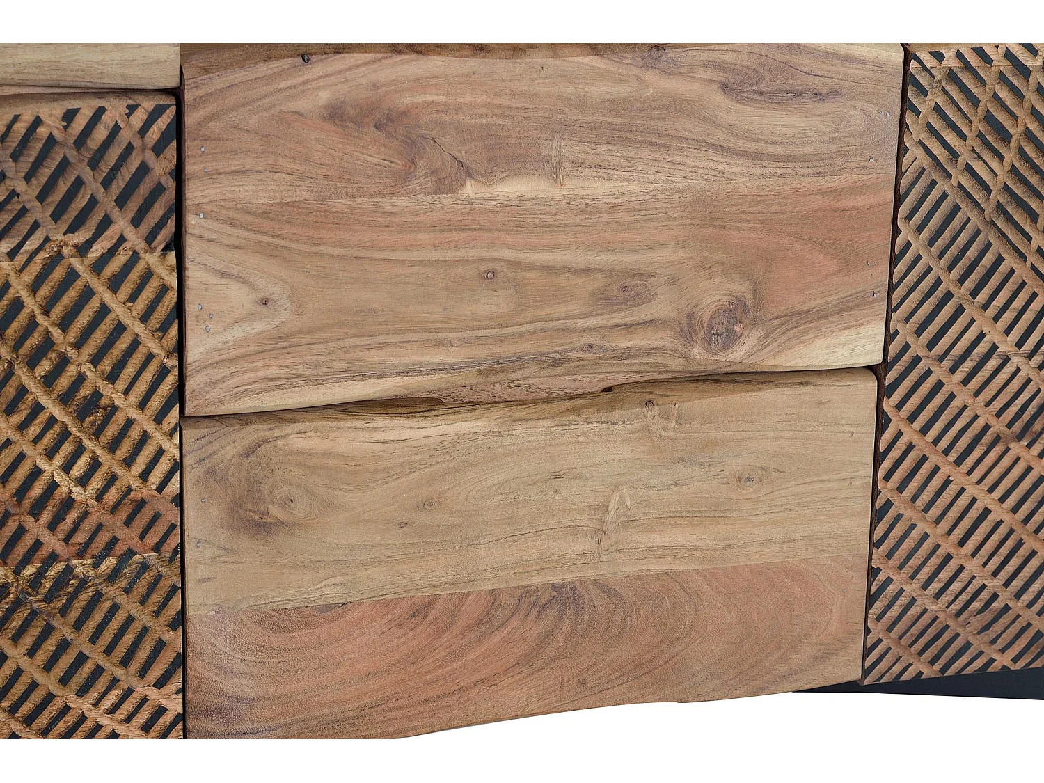 Buffet en bois d'acacia de style rustique moderne - 70 x 160 x 37