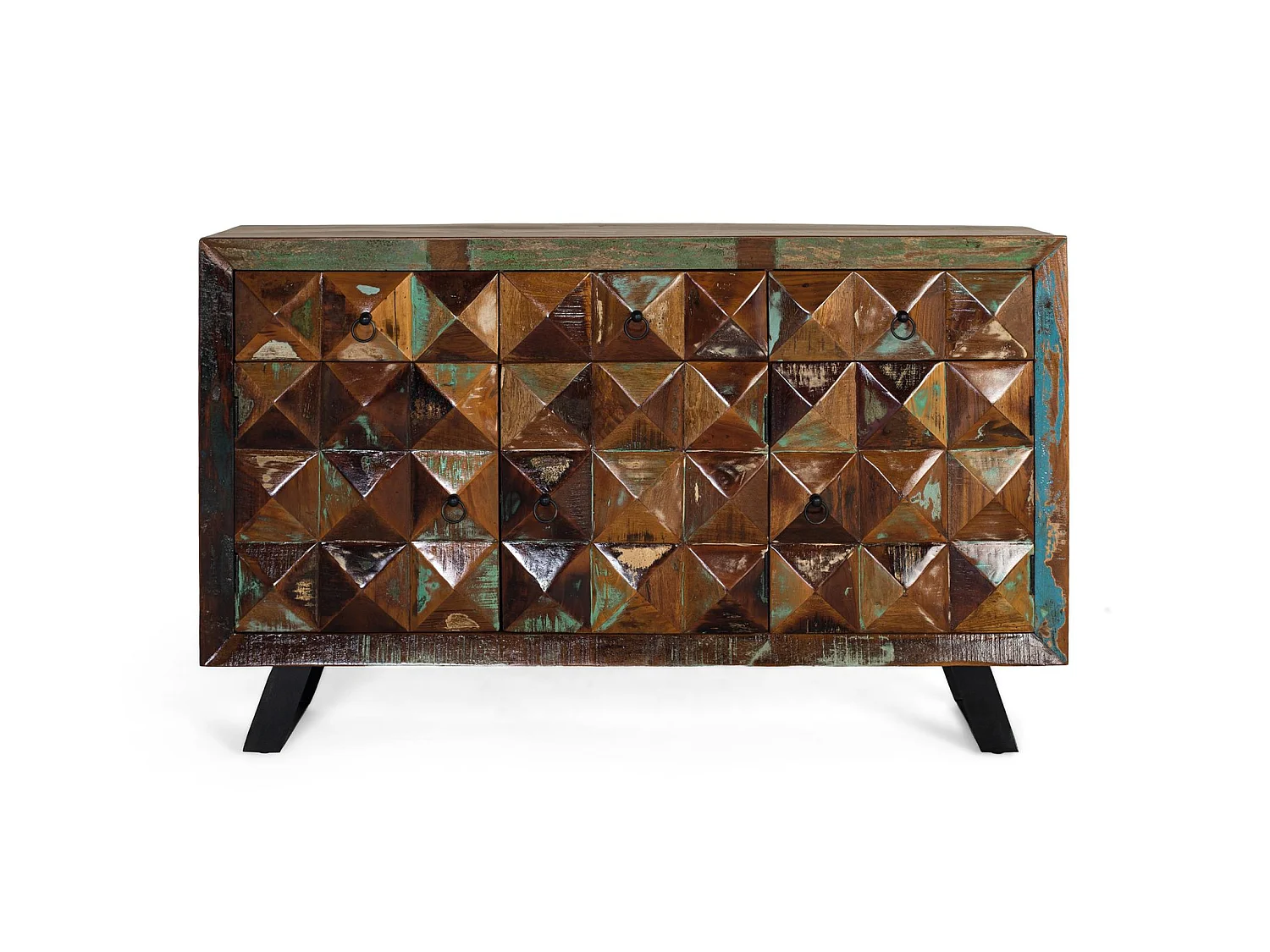 Buffet en bois recyclé de style industriel moderne - 90 x 150 x 40
