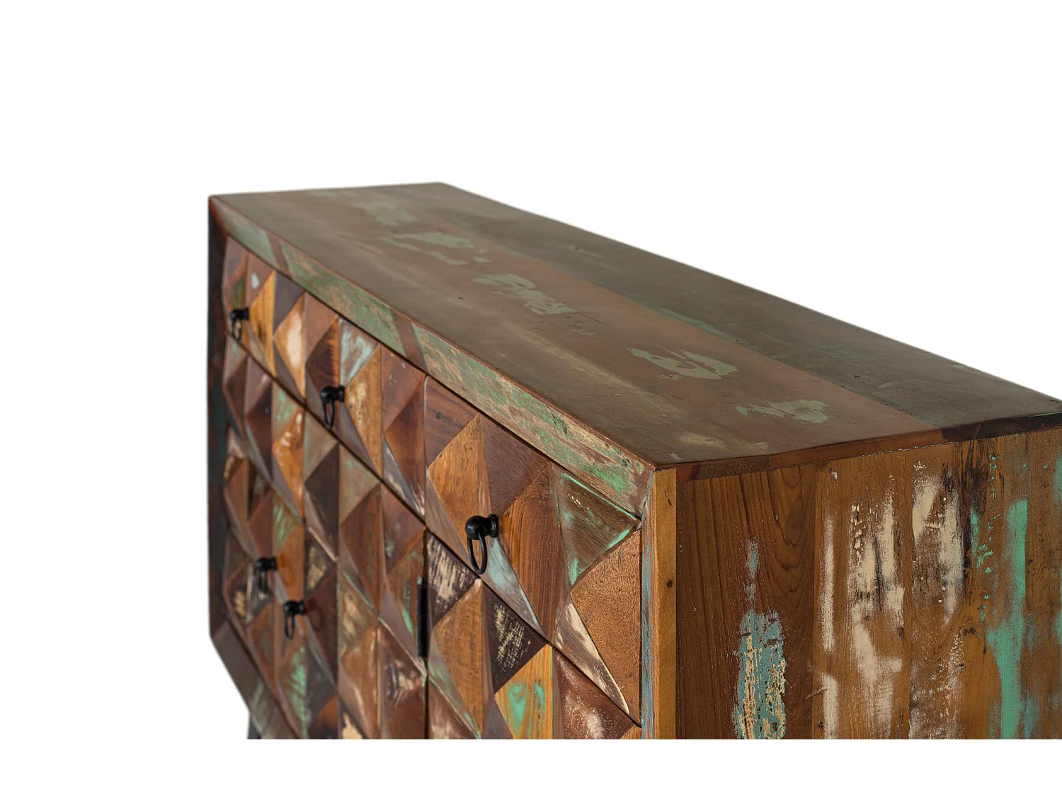 Buffet en bois recyclé de style industriel moderne - 90 x 150 x 40