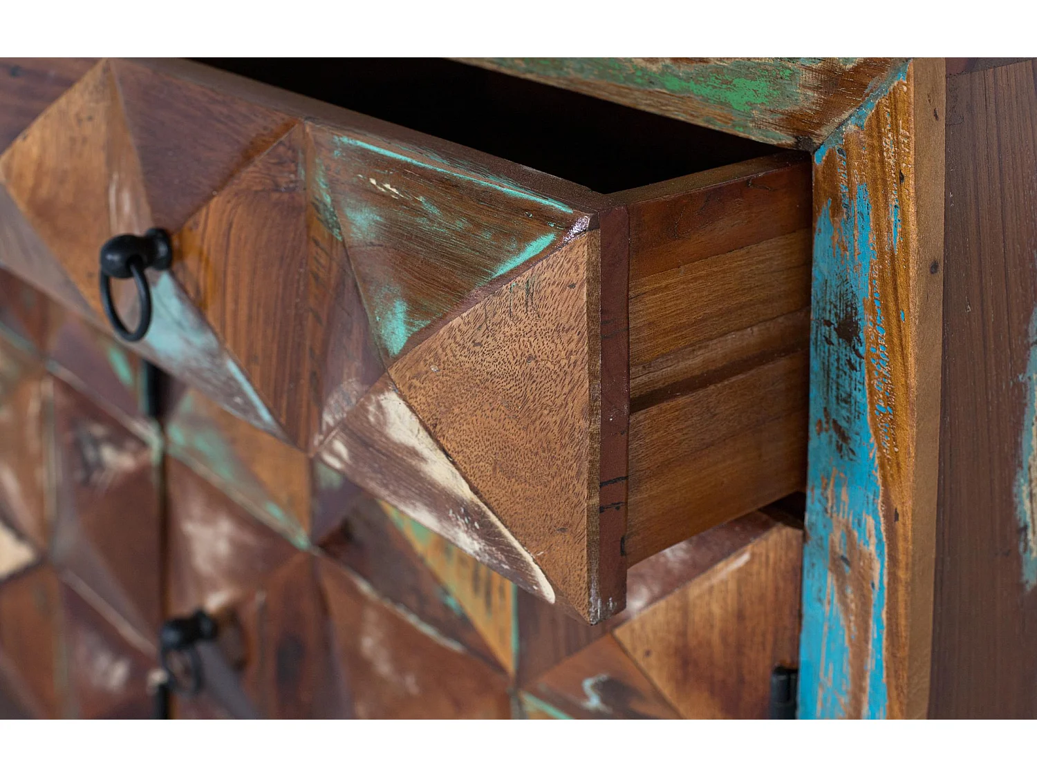 Buffet en bois recyclé de style industriel moderne - 90 x 150 x 40