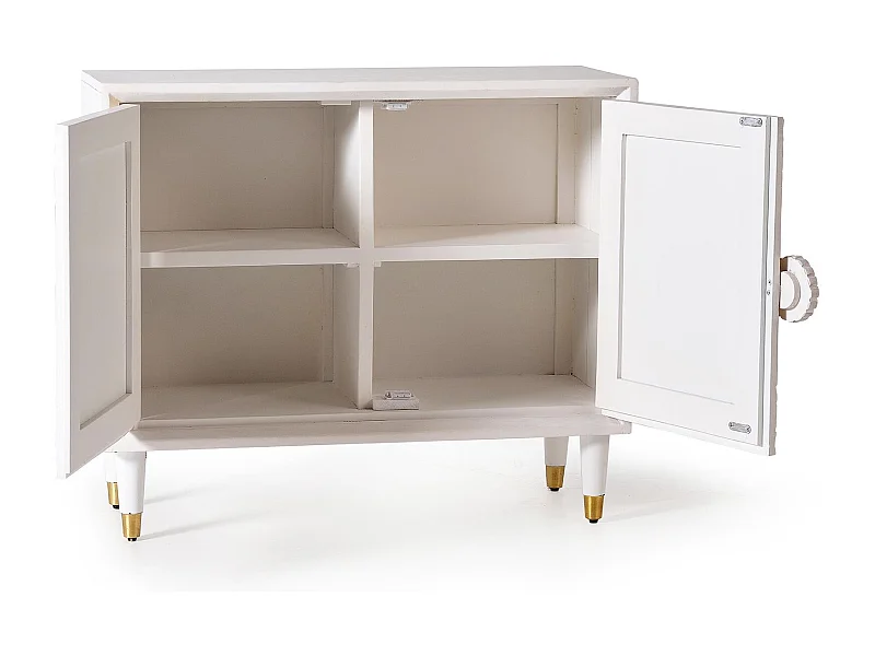 Buffet en bois de manguier blanc et détails dorés