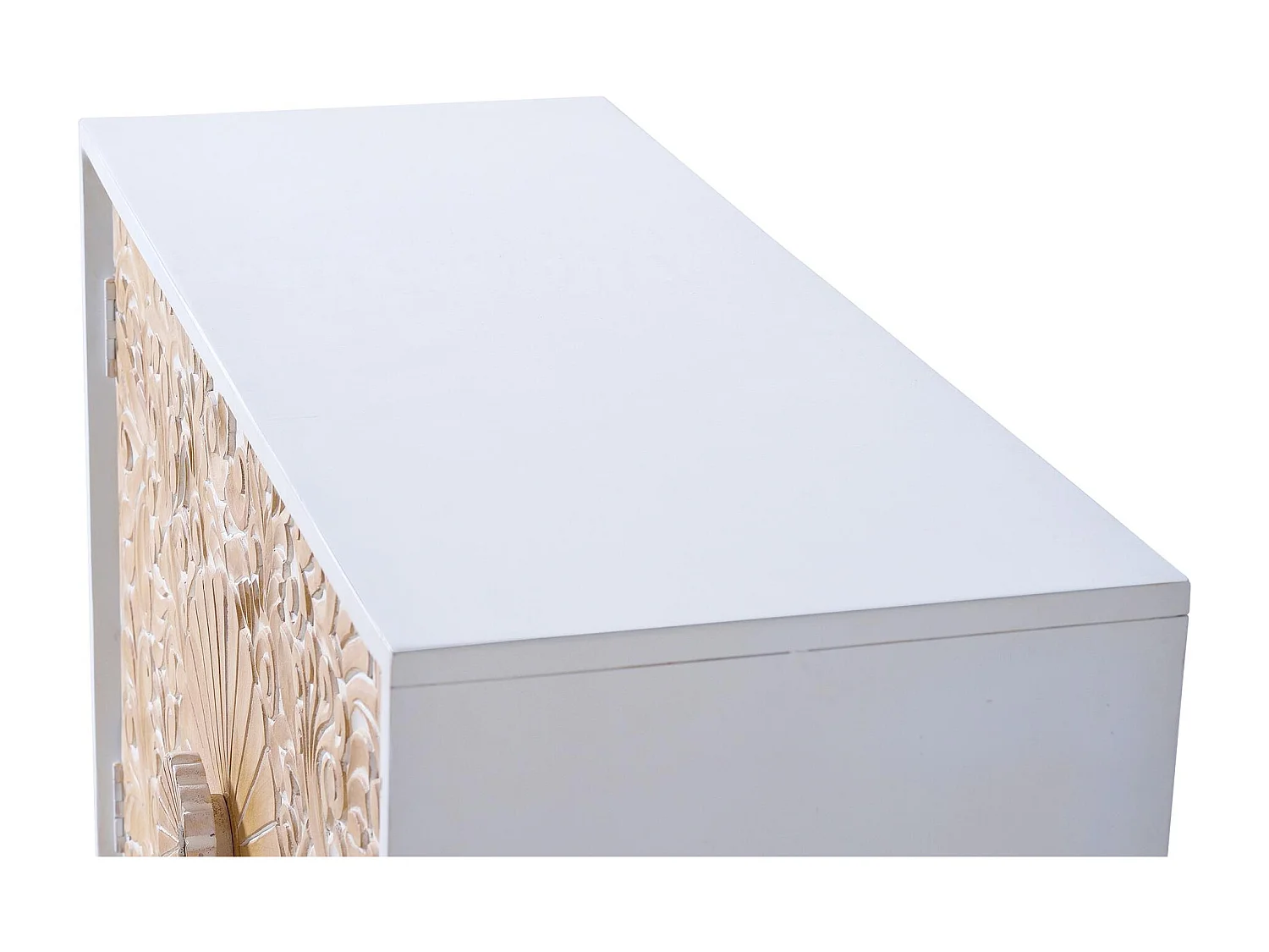 Buffet en bois de manguier blanc et détails dorés