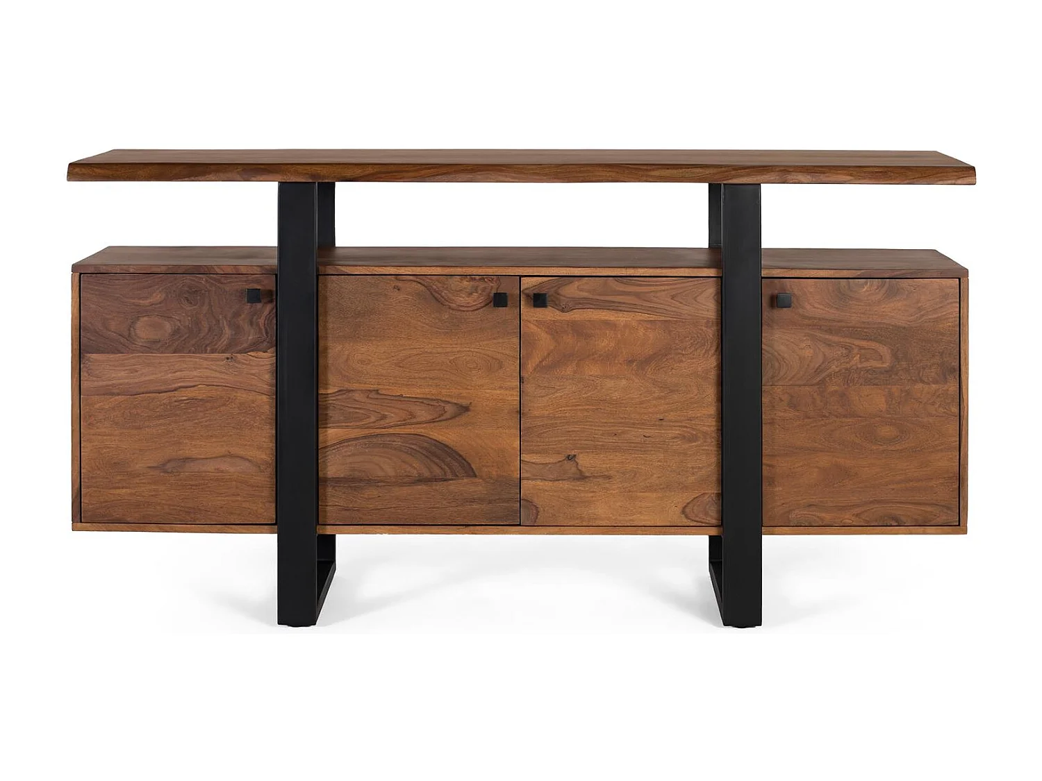 Credenza a 4 ante in palissandro e gambe in metallo