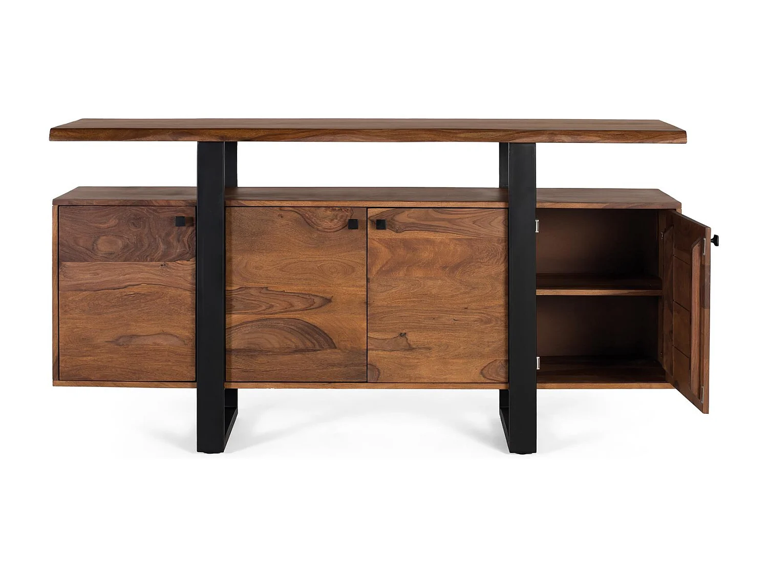 Credenza a 4 ante in palissandro e gambe in metallo