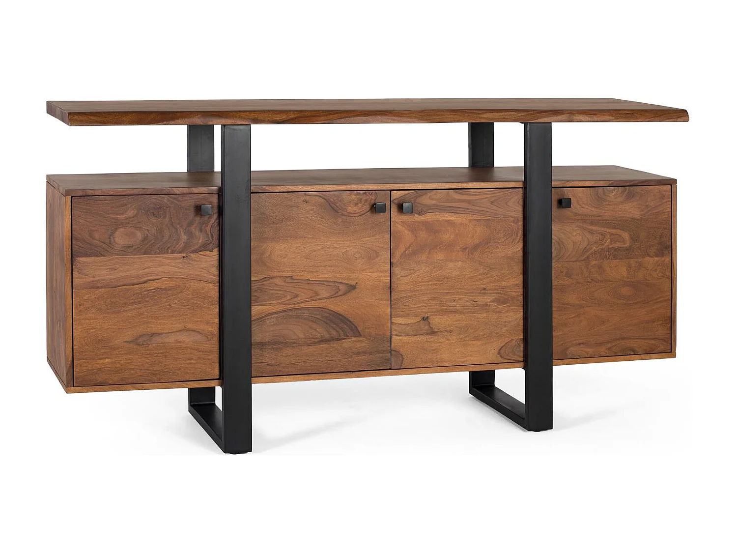 Credenza a 4 ante in palissandro e gambe in metallo
