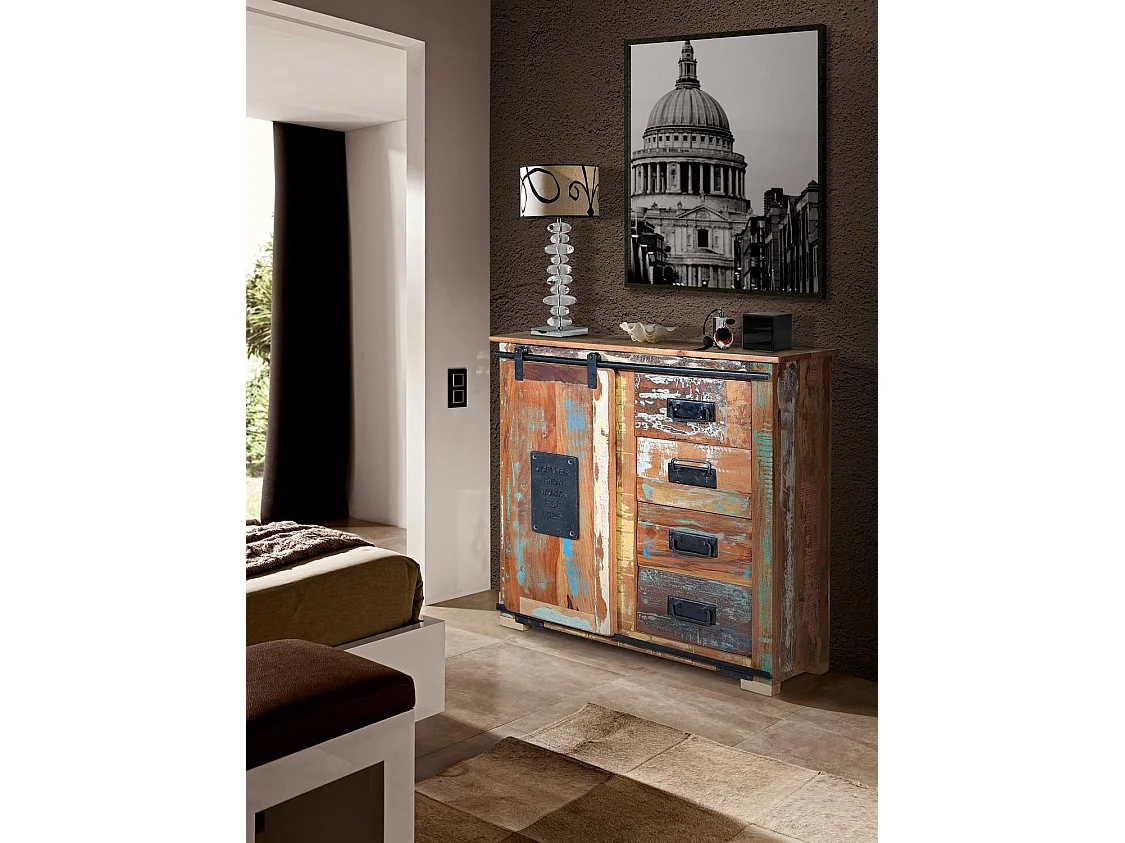 BANGKOK - Buffet exclusif en bois recyclé multicolore