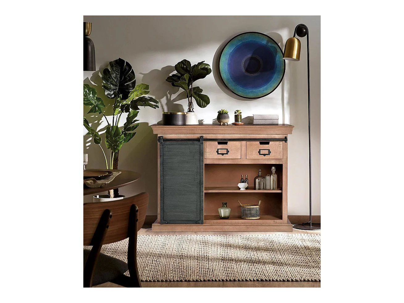 Buffet en bois de manguier e metal