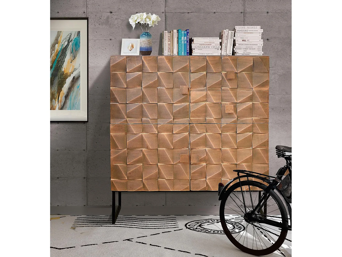 Sideboard aus Mangoholz und Bronze