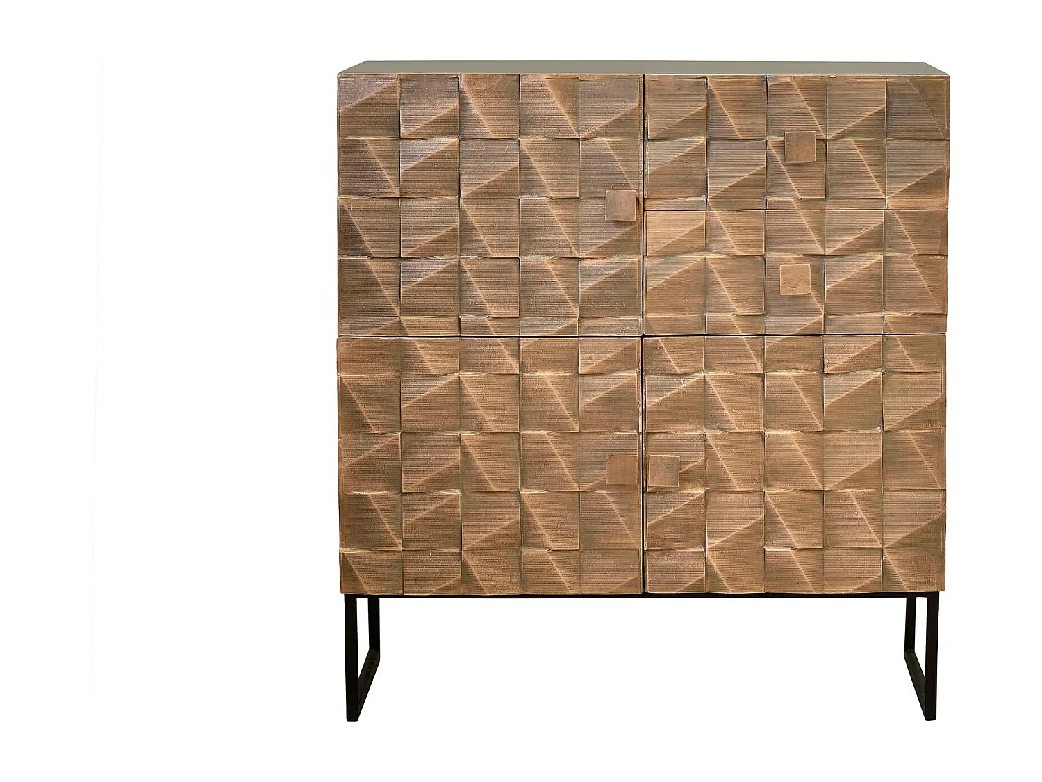 Buffet en manguier et bronze, pieds en métal marron foncé