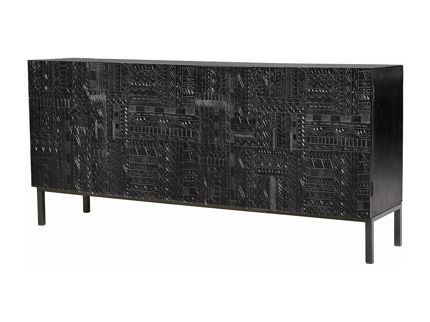 Buffet en bois de manguier et pieds en métal noyer foncé