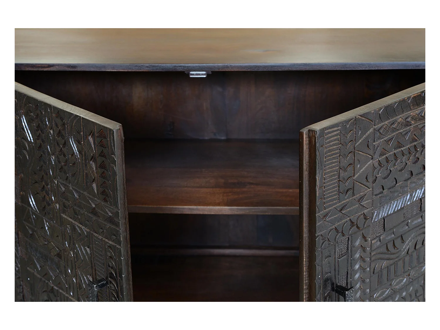 Buffet en bois de manguier et pieds en métal noyer foncé