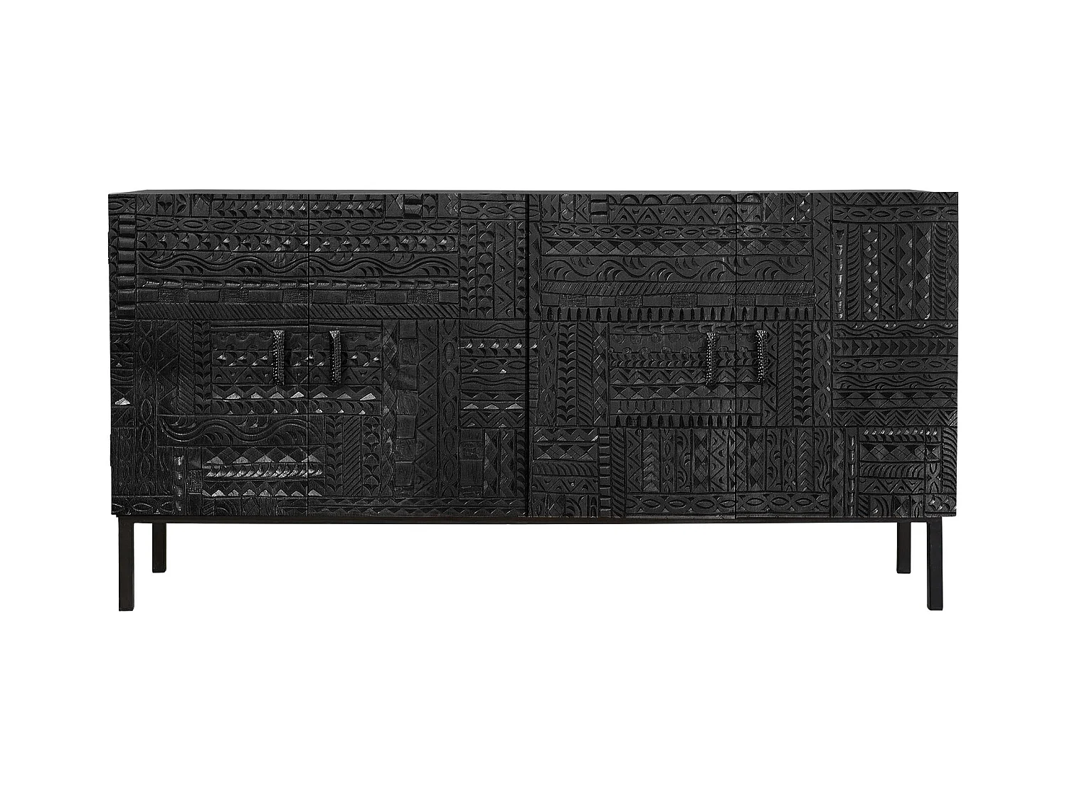 Credenza in legno di mango e gambe in metallo noce scuro Marrón .85x40x180 Giner y Colomer