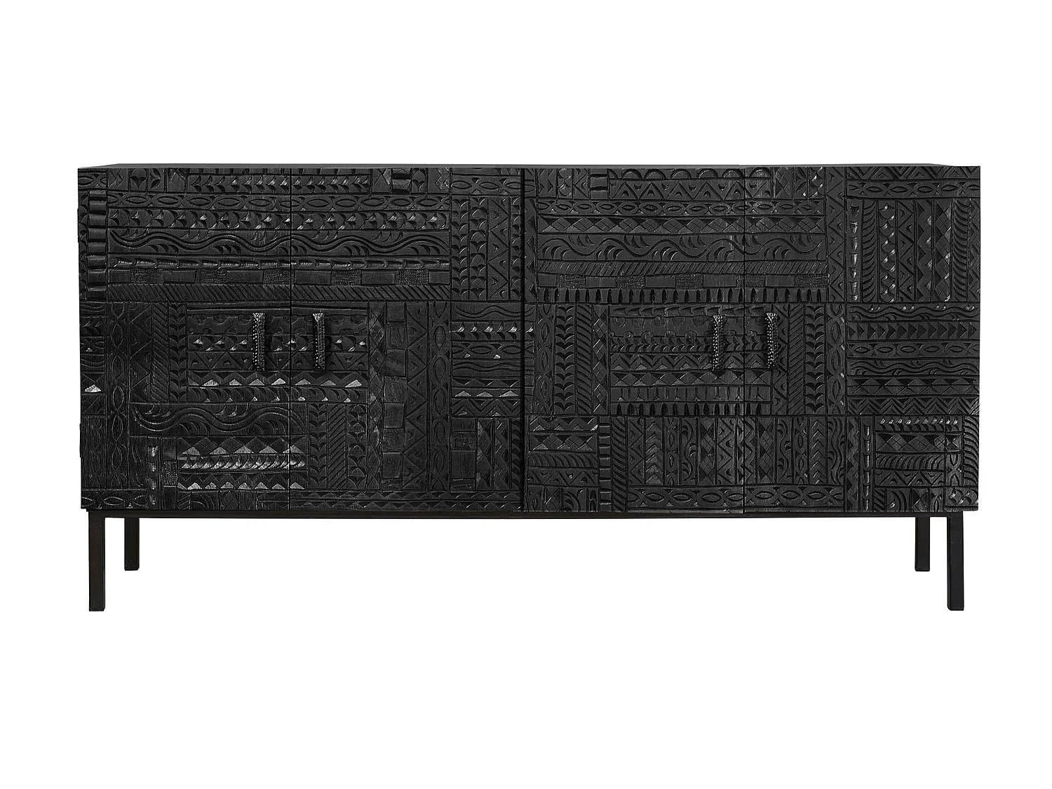 Buffet en bois de manguier, style ethnique - 85 x 180 x 40