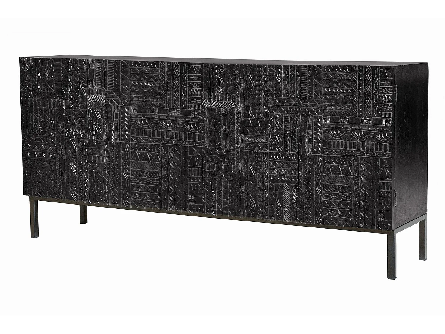 Buffet en bois de manguier, style ethnique - 85 x 180 x 40