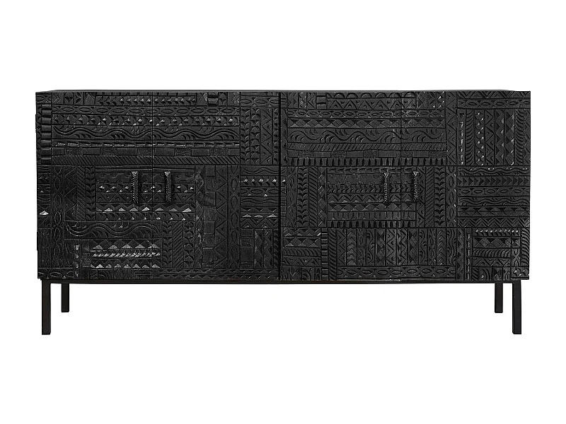 Credenza a 4 ante scorrevoli in massello di mango intagliato