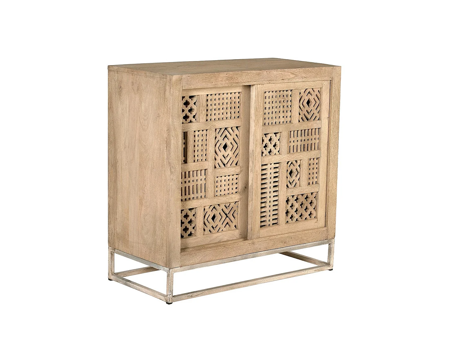 Cómoda de Madera de Mango 90 Cm Estilo Boho Tallado-90x90x40