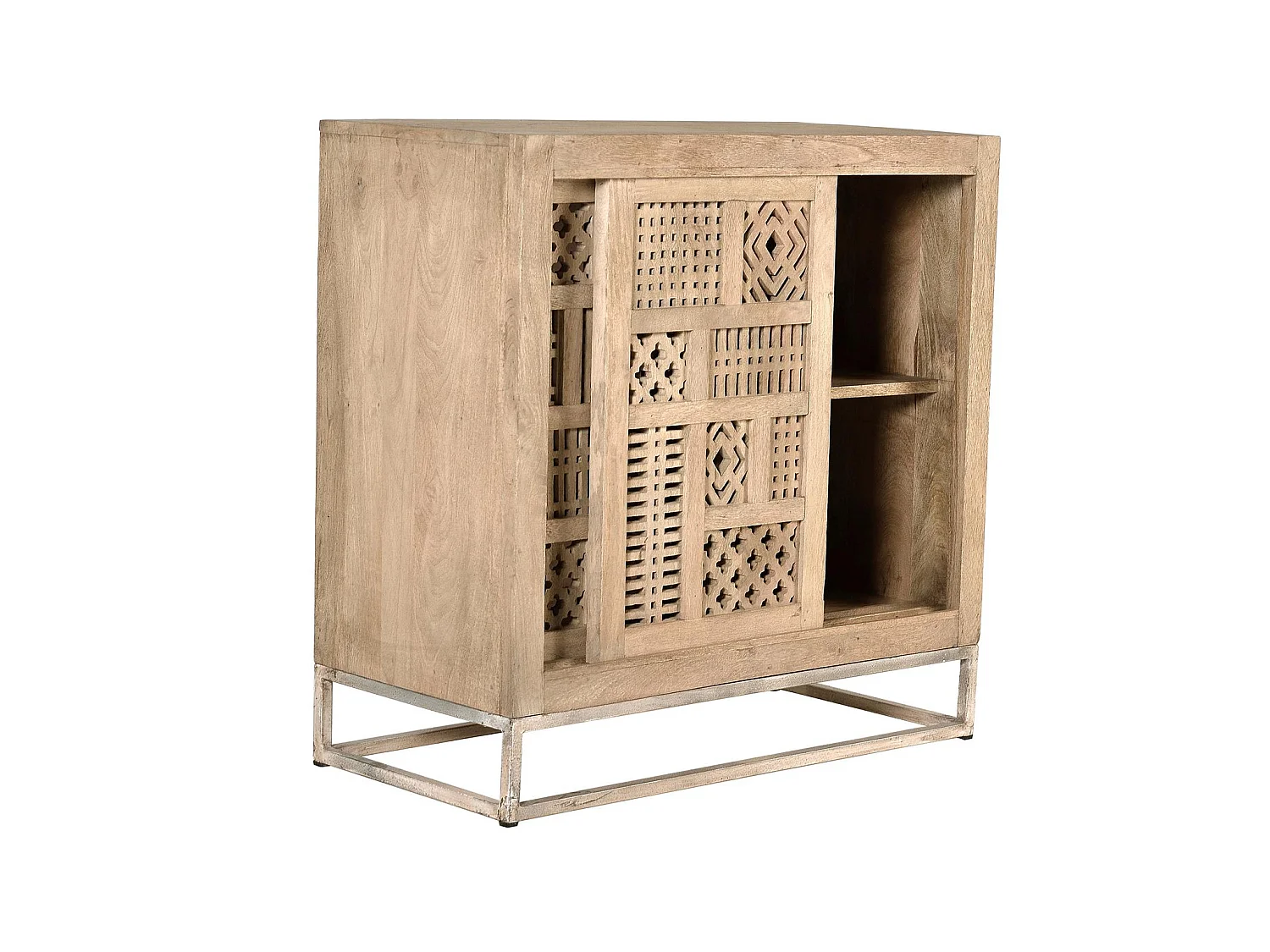 Cómoda de Madera de Mango 90 Cm Estilo Boho Tallado-90x90x40