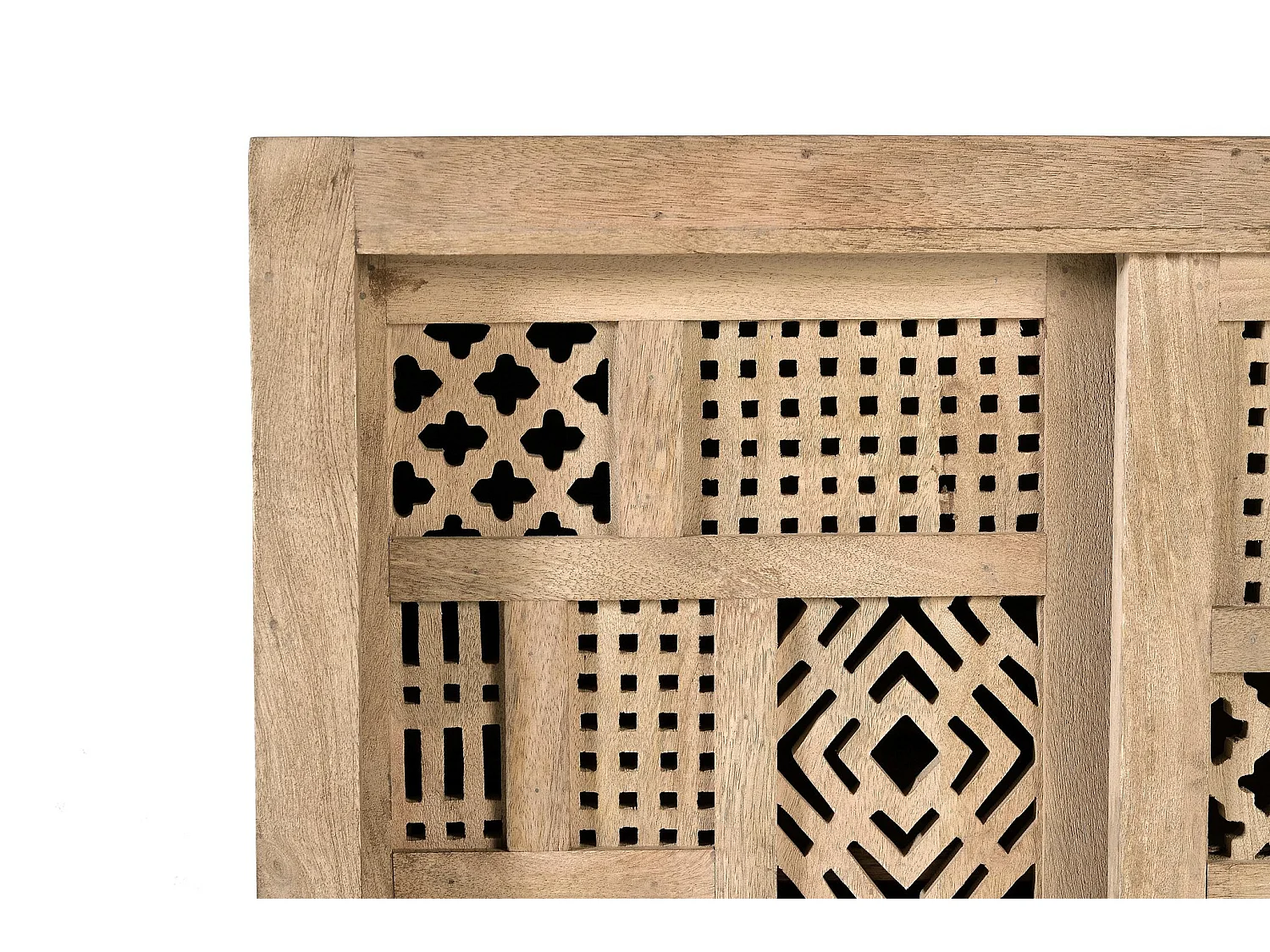 Cómoda de Madera de Mango 90 Cm Estilo Boho Tallado-90x90x40