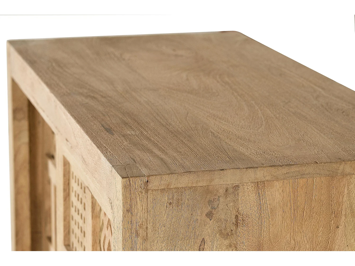 Cómoda de Madera de Mango 90 Cm Estilo Boho Tallado-90x90x40