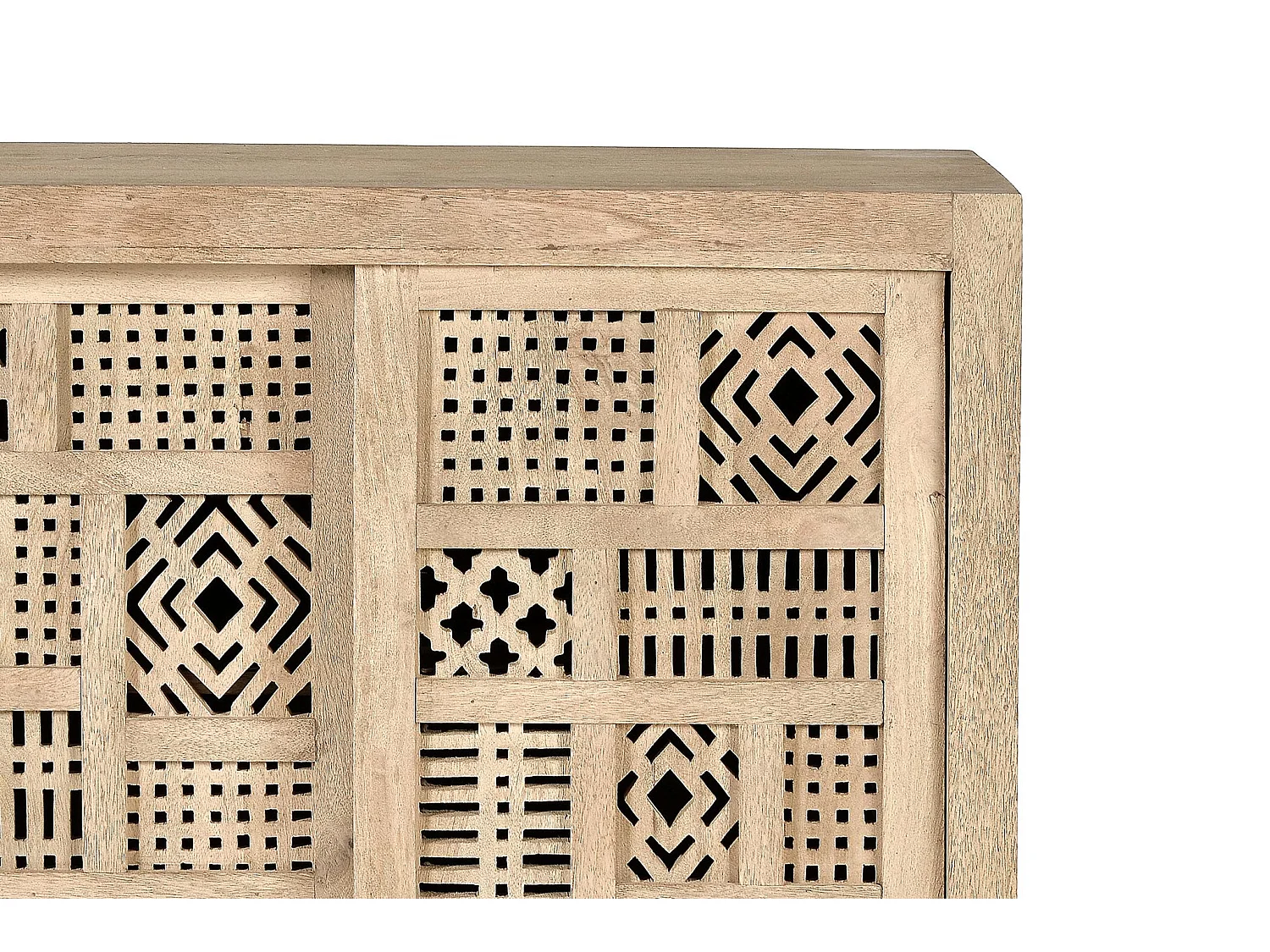 Cómoda de Madera de Mango 90 Cm Estilo Boho Tallado-90x90x40