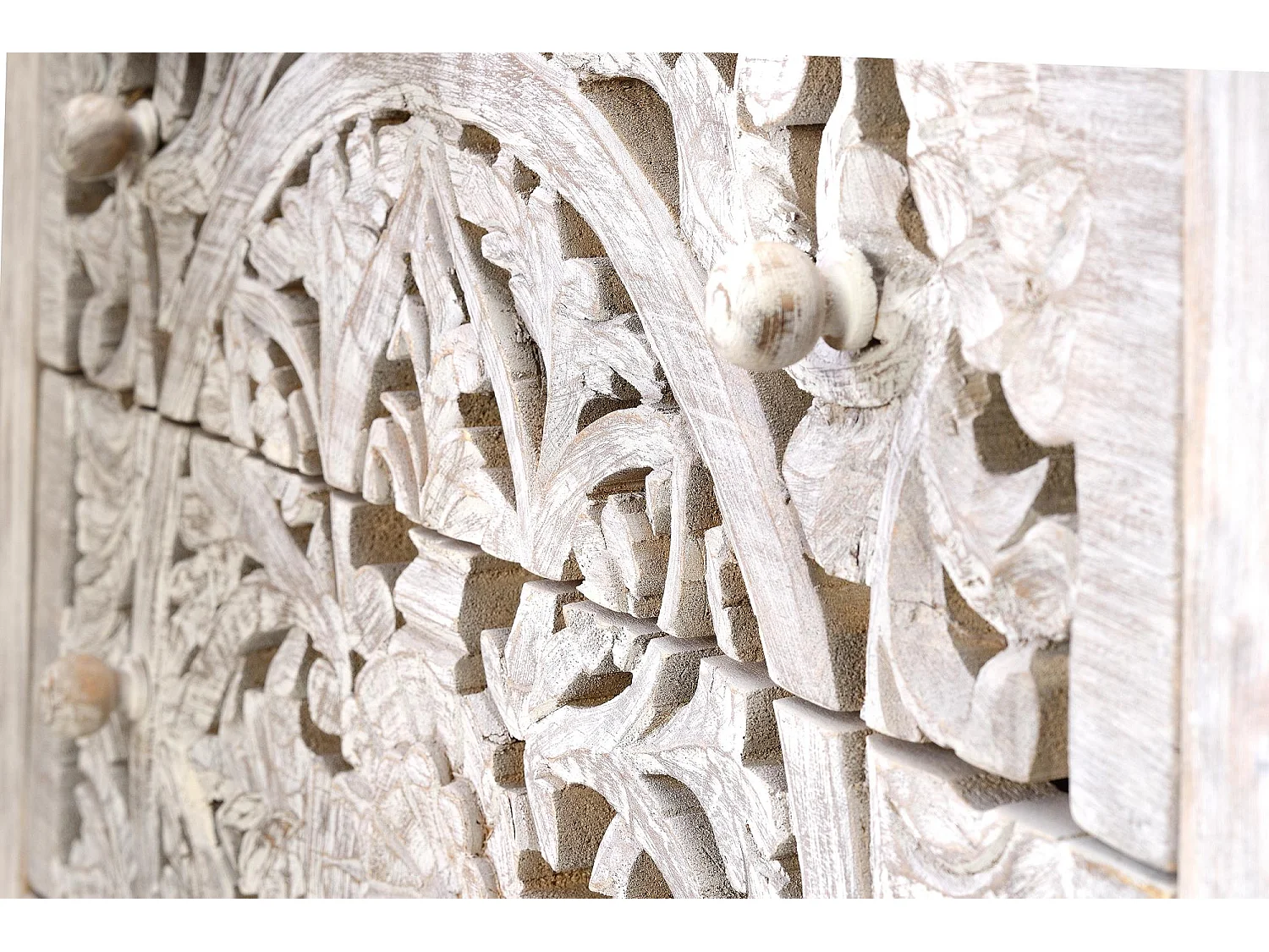 Buffet en manguier et piètement en métal blanc et gris