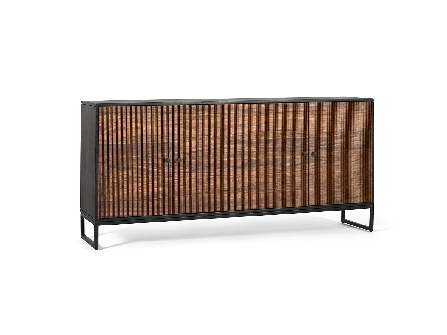 Buffet en palissandre, bois de manguier, style rustique moderne - 80 x 170 x 40 cm