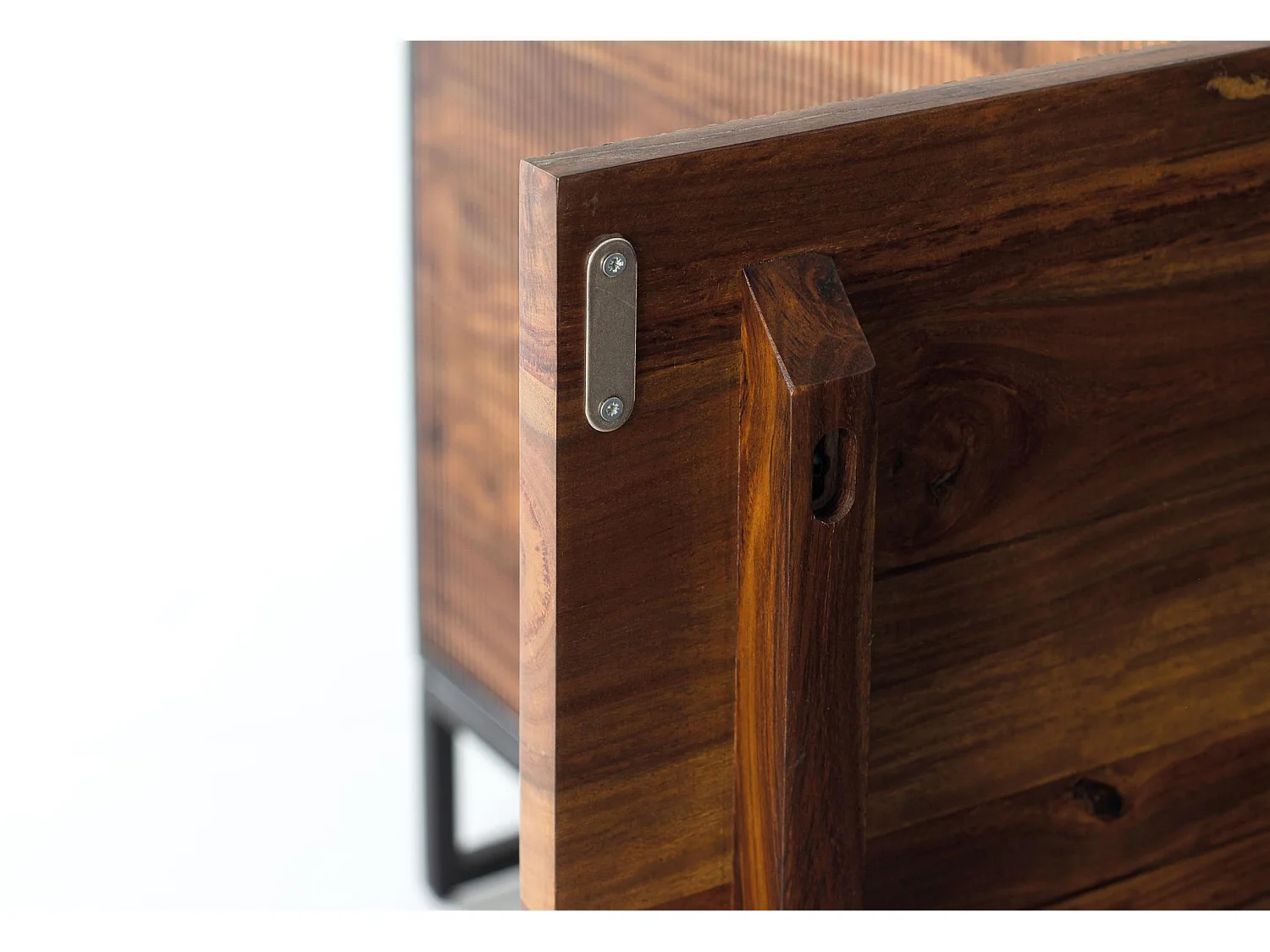 Buffet en palissandre, bois de manguier, style rustique moderne - 80 x 170 x 40 cm