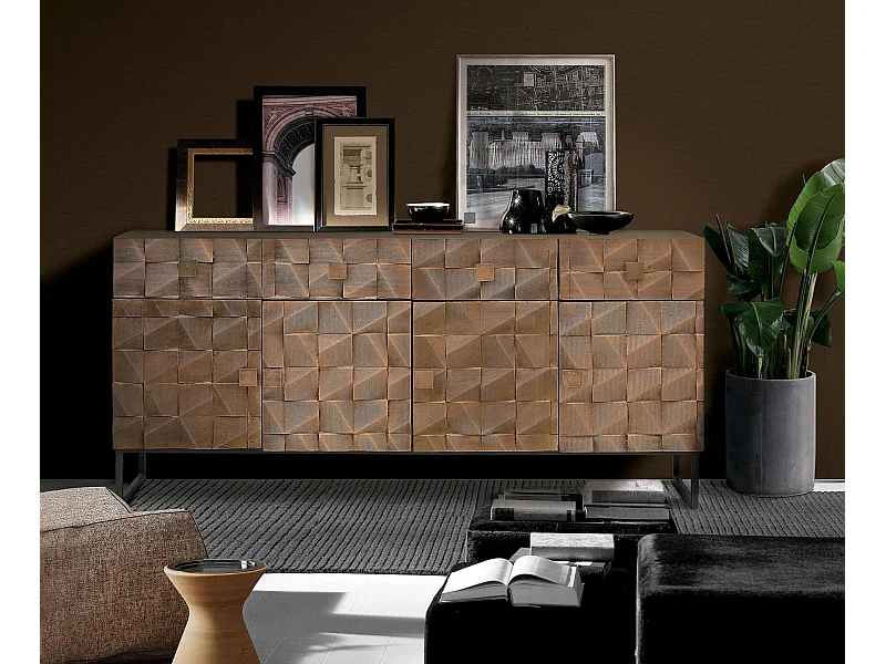 Sideboard aus Mangoholz und Bronze