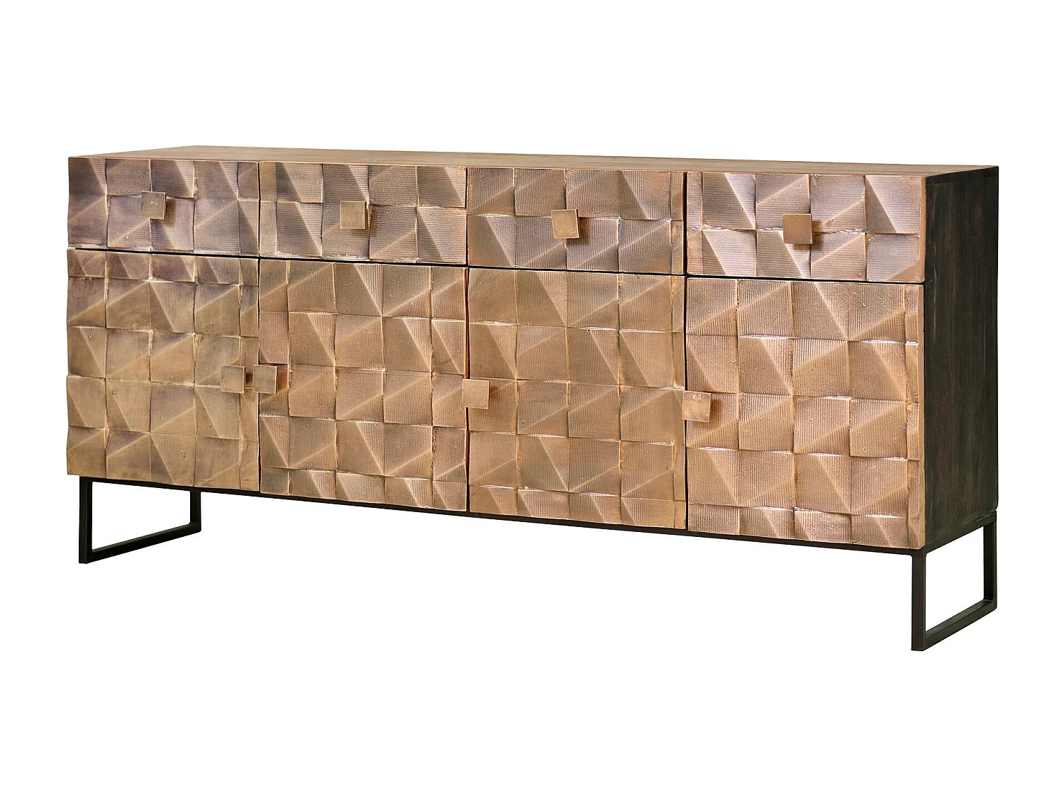 Buffet en bois de manguier et bronze brun foncé